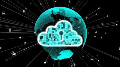 Cloud computing and data storage technology for future innovation Stock Illustration