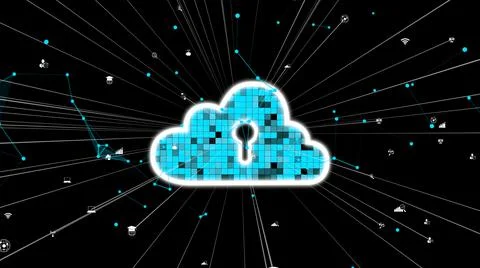 Cloud computing and data storage technology for future innovation Illustrazione stock