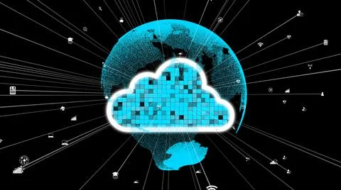 Cloud computing and data storage technology for future innovation 库存插图