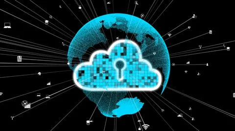 Cloud computing and data storage technology for future innovation Stock Illustration