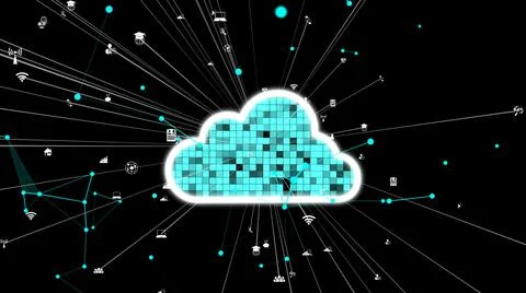 Cloud computing and data storage technology for future innovation イラスト素材