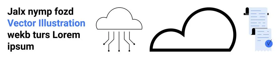 Cloud Computing and Data Storage Concept with Document Verification Stock Illustration