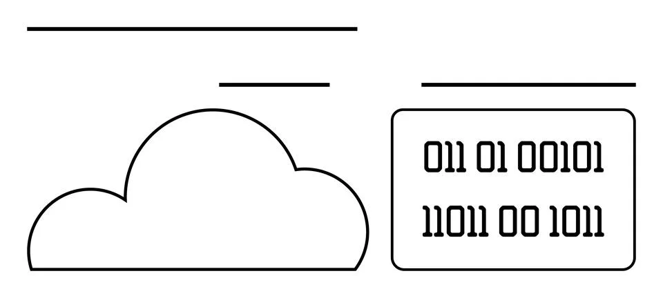 Cloud Computing and Data Storage Concept with Binary Code and Cloud Shape Stockillustratie