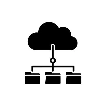 Cloud Computing and Data Storage Silhouette Icon Stock Illustration