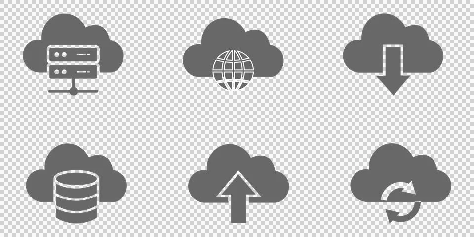Cloud Computing and Data Storage Icon Set for Web and Software Interface Design Stock-Illustration