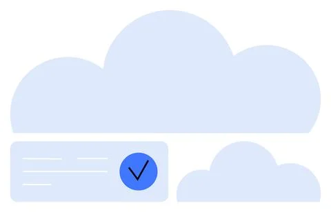 Cloud Computing and Data Synchronization Concept with Check Mark Stock Illustration