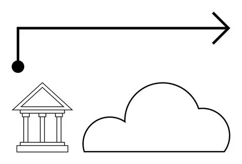 Cloud Computing and Data Transfer from Traditional Institutions to Modern N.. Illustrazione stock