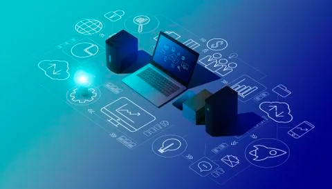 Cloud computing and data transmission Illustrazione stock