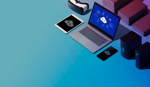 Cloud computing and data transmission 스톡 일러스트