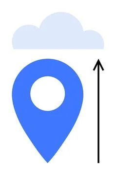 Cloud Computing and Data Upload Concept with Geolocation Pin and Arrow Symbol Ilustración de archivo