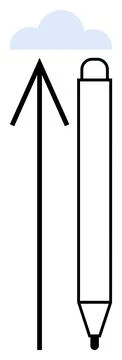 Cloud Computing and Data Upload Concept with Arrow and Stylus Pen Icon 库存插图