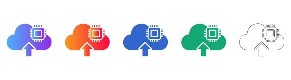 Cloud Computing and Data Upload Icons Stockillustratie