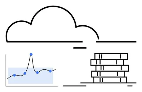 Cloud Computing and Data Visualization Symbolizing Modern Information Manag.. Stock Illustration