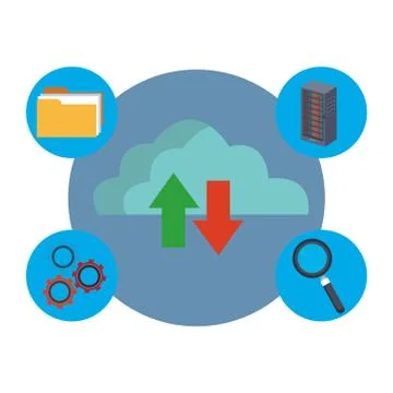 Cloud computing and database icons Illustrazione stock