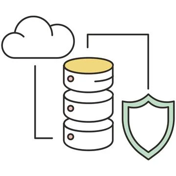 Cloud computing and database protection and security icon 스톡 일러스트