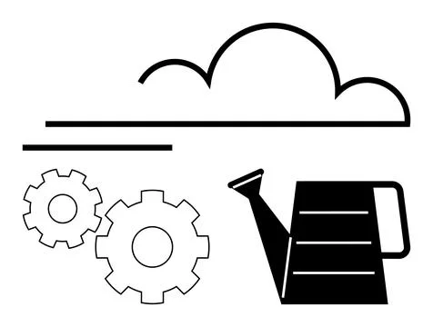 Cloud Computing and Development Assistance Concept with Cloud, Gears, and W.. 스톡 일러스트