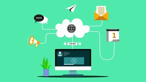 Cloud Computing and Digital Communication Animation Stock Footage 317853301