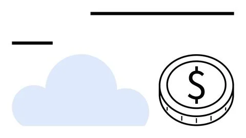 Cloud Computing and Digital Currency Concept with Coin and Cloud Icon Stockillustratie