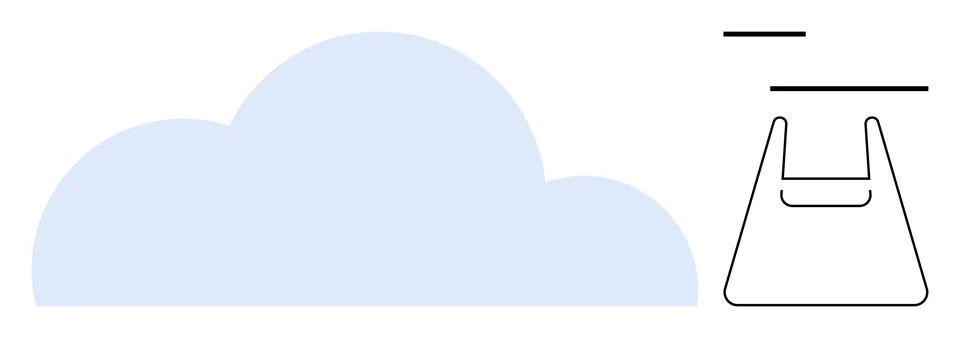 Cloud Computing and Digital Downloads Store Cloud and Digital Bag Concept イラスト素材