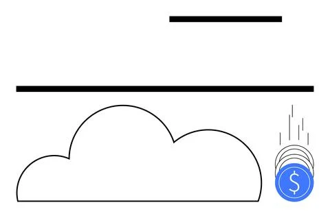 Cloud Computing and Digital Finance with Money Dropping from the Cloud Illustrazione stock