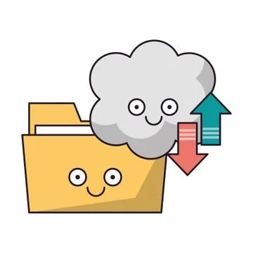 Cloud computing and digital folder vector illustration Stock Illustration