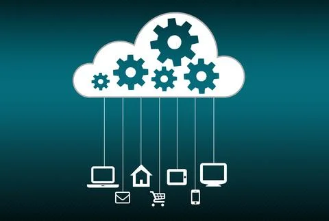 Cloud Computing and Digital Integration Technology Illustrazione stock