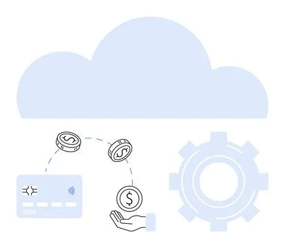 Cloud Computing and Digital Payments Integration with Financial Transaction.. Stock Illustration