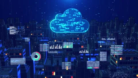Cloud computing and digital technology cities Stock Footage 307155189