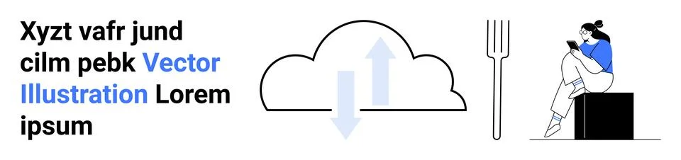 Cloud Computing and Digital Technology Concept with Person Using Smartphone Stock Illustration