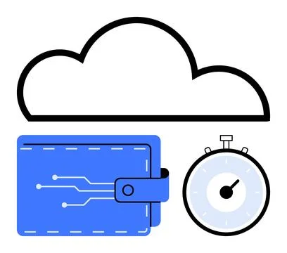 Cloud Computing and Digital Wallet Technology with Time Management Integratio Stock Illustration
