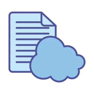 Cloud computing and document paper line and fill style icon vector design Illustrazione stock