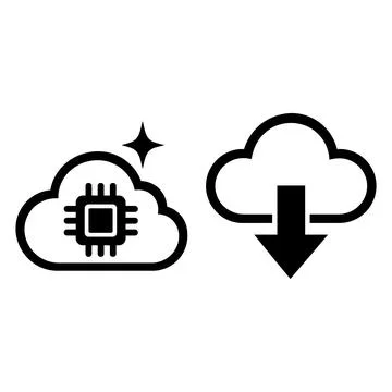 Cloud computing and download icon set Stockillustratie