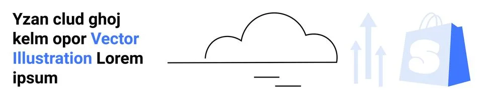 Cloud Computing and E-commerce Advertisement with Shopping Bag Graphic 库存插图