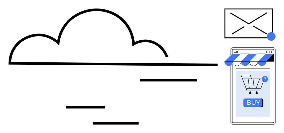 Cloud Computing and E-commerce Seamless Online Shopping Experience イラスト素材