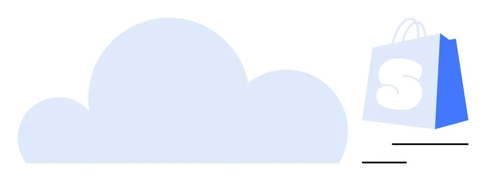 Cloud Computing and E-Commerce Concept with Shopping Bag Stock Illustration