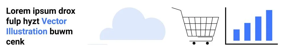 Cloud computing and e-commerce growth with shopping cart and bar graph elemen Stockillustratie
