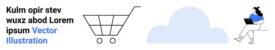 Cloud Computing and E-commerce with Woman Typing on Laptop 스톡 일러스트