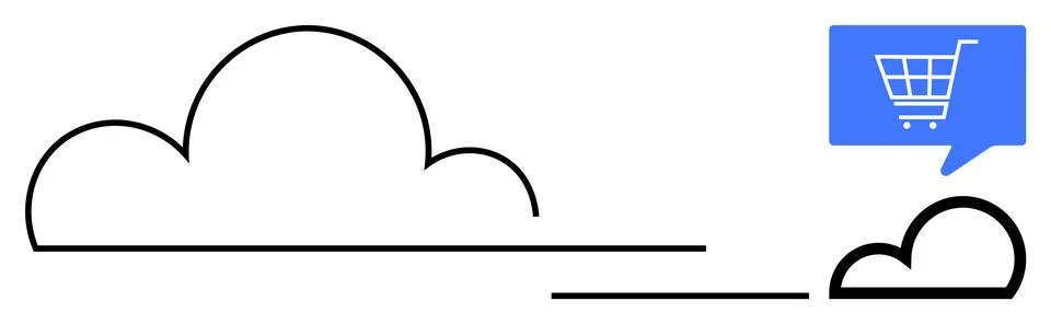 Cloud Computing and E-commerce Integration Represented by Cloud and Shoppin.. Stock Illustration