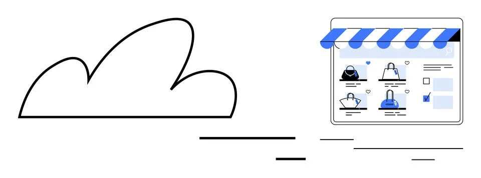 Cloud Computing and E-commerce Integration for Online Marketplace with Clea.. Stock Illustration