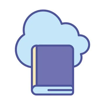 Cloud computing and ebook line and fill style icon vector design Illustrazione stock
