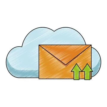 Cloud computing and email scribble Stock Illustration
