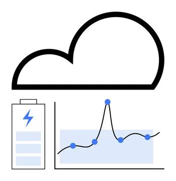 Cloud Computing and Energy Management Optimizing Data Systems and Power Uti.. Stock Illustration