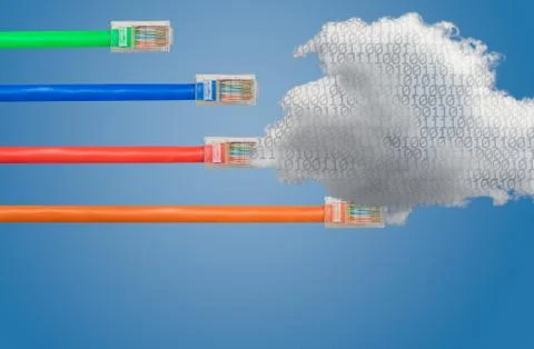 Cloud computing and ethernet cables in Net Neutrality image Foto stock