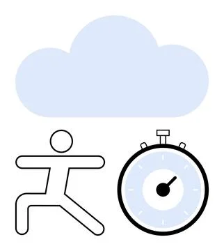 Cloud Computing and Exercise Time Management Concept with Minimalist Design Illustrazione stock