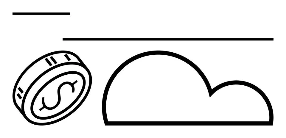 Cloud Computing and Finance Concept with a Coin and Cloud Symbol Stockillustratie
