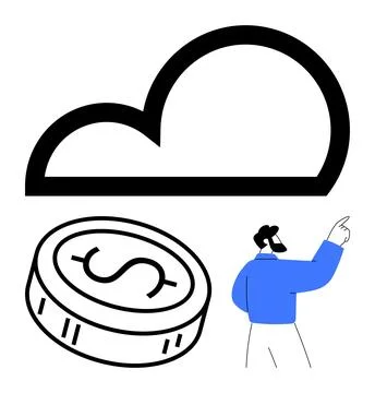 Cloud Computing and Financial Management with Businessman Pointing for Futu.. 스톡 일러스트