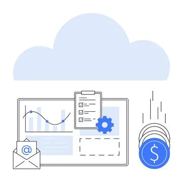 Cloud Computing and Financial Management with Data Analytics Elements Stock Illustration