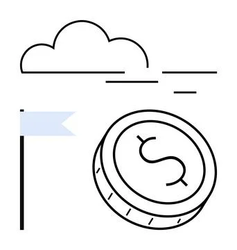 Cloud Computing and Financial Success with Coin and Flag for Achievement Stockillustratie