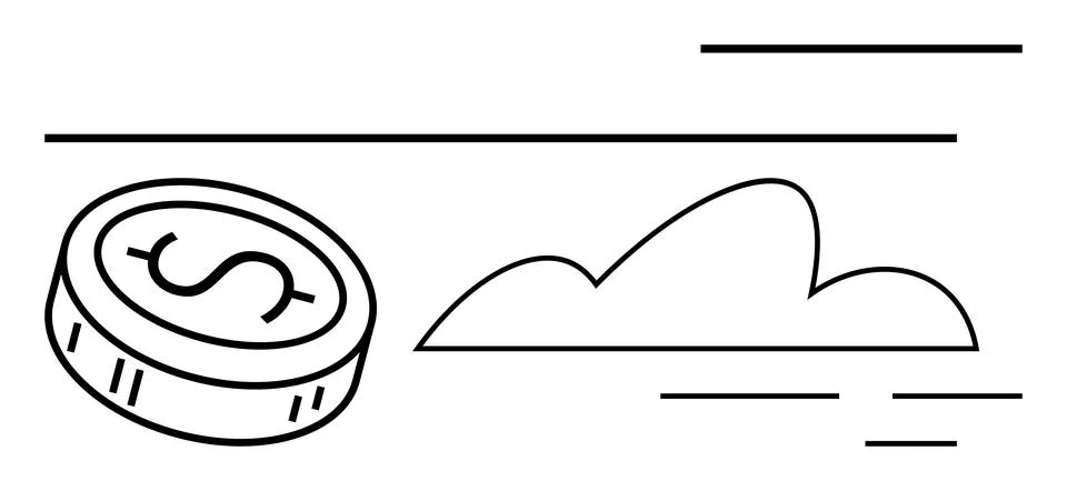 Cloud Computing and Financial Transactions Concept with Coin and Cloud Elemen 库存插图