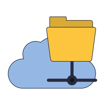 Cloud computing and folder symbol blue lines イラスト素材